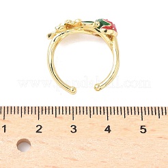 Anelli polsino regolabili in ottone smaltato per donna&nbsp;RJEW-G350-01B-G