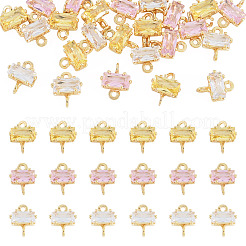 24 pz. 3 colori ottone pavé zirconia cubica rettangolo connettore charms&nbsp;KK-TA0009-18