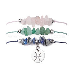 3 pz costellazioni regolabile in nylon intrecciato braccialetti di perline per donne e uomini&nbsp;BJEW-JB11325-12