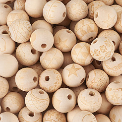 100pcs 10 Stil unvollendete europäische Naturholzperlen&nbsp;WOOD-TA0001-55