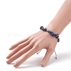 Set di 7 pezzi di pietra mista naturale a 7 stili e braccialetti di perline intrecciati in resina&nbsp;BJEW-JB08495