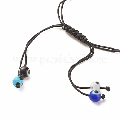 Braccialetto di perline intrecciate con conchiglia in acrilico e lega con malocchio a lume&nbsp;BJEW-JB08131-02