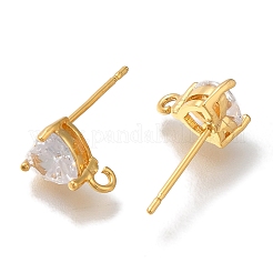 Boucles d'oreilles à tige en laiton et zircone cubique transparente pour femmes&nbsp;EJEW-B107-14G