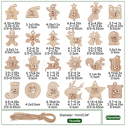 2 set di 2 stili di calendario dell'avvento di Natale con numeri in legno e decorazioni pendenti&nbsp;AJEW-NB0005-40