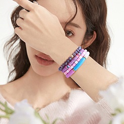 Set di 8 braccialetti elastici con perline di vetro e diaspro imperiale sintetico in 6 stili&nbsp;BJEW-SW00086-03