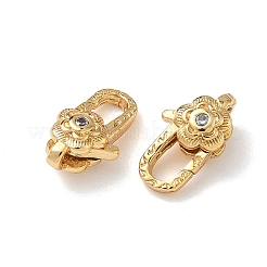 Blumen-Messing-Mikropflaster-Karabinerverschlüsse mit Zirkonia&nbsp;KK-Z136-22G-04