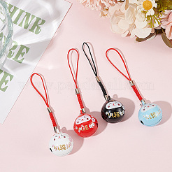 4 stücke 4 farben japanischen stil messing glück katze anhänger dekoration&nbsp;HJEW-GO0001-10