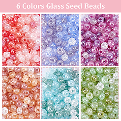 80g 8 couleurs 6/0 perles de rocaille en verre&nbsp;GLAA-PH0003-68C