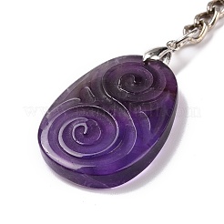 Natürlicher Amethyst Tropfen mit Spiralanhänger als Schlüsselanhänger&nbsp;KEYC-A031-02P-04
