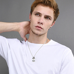 Collier avec pendentif en forme de bouteille en acier inoxydable 304 et en verre&nbsp;NJEW-ME0001-03
