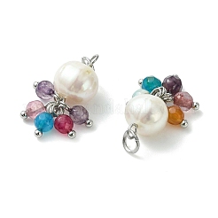 Anhänger aus natürlichem Achat (gefärbt und erhitzt) und Perlen&nbsp;PALLOY-JF05295-02
