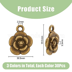 90 pz 3 colori pendenti in lega di stile tibetano&nbsp;FIND-DC0004-18