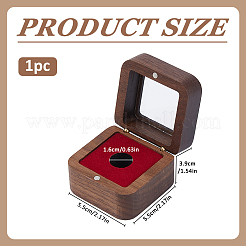 Cajas magnéticas para embalaje de insignias de madera de nogal negro con tapa con ventana visible de acrílico&nbsp;CON-WH0095-239B-02