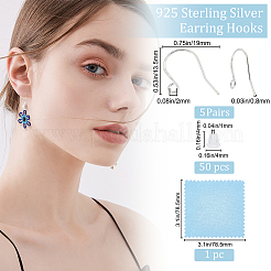 5 Paar 925 Ohrringhaken aus Sterlingsilber.&nbsp;STER-BBC0006-49S