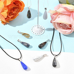 DIY-Sets zur Herstellung von Tropfenanhängern aus natürlichen und synthetischen Edelsteinen und gewachsten Kordeln&nbsp;DIY-FS0008-48