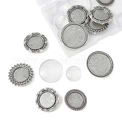 10 stücke 5 stile vintage legierung geschnitzte blume brosche cabochon lünette einstellungen&nbsp;FIND-FS0004-63