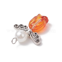 Transparente Glasperlen mit Legierungsperlen und runden Perlen aus ABS-Kunststoff-Imitationsperlen und Anhängern aus Edelstahl 304 mit Flachkopfstiften&nbsp;PALLOY-JF03621