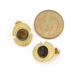 Pendientes de acero inoxidable 304 con turquesa africana natural (jaspe)&nbsp;EJEW-G421-02G-02