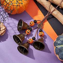 Décoration pendentif cloche en fer thème Halloween&nbsp;HJEW-JM02473