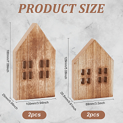 4 pz 2 stili decorazioni natalizie in legno per esposizione di casette&nbsp;DJEW-BC0001-28B