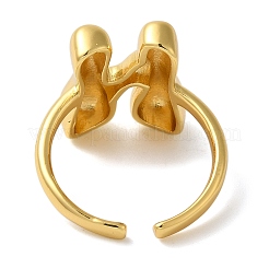 Bague manchette ouverte en laiton pour femme avec initiales&nbsp;RJEW-N046-02N-G