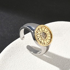 Messing Micro Pave klare Manschettenringe aus Zirkonia&nbsp;RJEW-G364-01GP-01