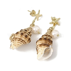 Boucles d'oreilles puces en acier inoxydable 304 avec perles naturelles&nbsp;EJEW-JE07420