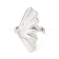 Bague ouverte en acier inoxydable 304 en forme de coquillage pour femme&nbsp;RJEW-E063-12P
