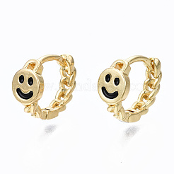 Orecchini a cerchio huggie in ottone smaltato&nbsp;EJEW-S210-012-NR