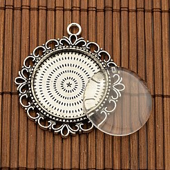 Cabochon in vetro trasparente tondo piatto da 25 mm e cabochon pendenti in lega per fai da te&nbsp;DIY-X0192-AS