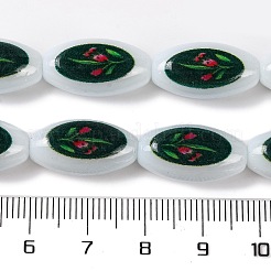 Stampa di perle ovali di vetro per la realizzazione di collane e bracciali&nbsp;GLAA-B020-01A-05