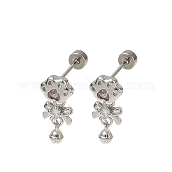Boucles d'oreilles pendantes en laiton serties de micro-pavés de zirconiums cubiques pour femmes&nbsp;KK-CBAE7CA-02P