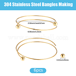 6 Stück 304 Edelstahl-Manschettenarmbänder herstellen&nbsp;MAK-BBC0001-21G