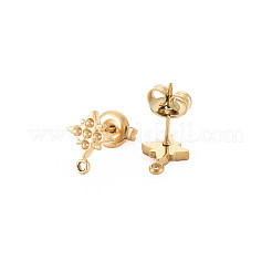 Placcatura ionica (ip) 304 in acciaio inossidabile per orecchini a perno con strass&nbsp;STAS-N097-246LG