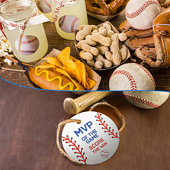 100 Blatt Geschenkanhänger aus Papier zum Aufhängen mit Baseball-Aufdruck&nbsp;DIY-ME0002-25