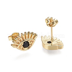 Ottone micro spianare orecchini zirconi&nbsp;EJEW-L224-01A