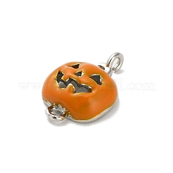 Halloween Messing orange Emaille Verbinder Charms&nbsp;KK-F915-04C-P