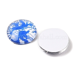 Blu e bianco floreali stampati cabochon in vetro&nbsp;GGLA-A002-14mm-XX