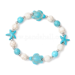 2 pulsera elástica con cuentas de turquesa sintética&nbsp;BJEW-TA00630