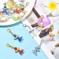 8 colgante de ángel con perlas de acrílico y vidrio.&nbsp;HJEW-FS00070