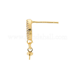 Reperti per orecchini a bottone in zircone chiaro con micro pavé di ottone&nbsp;KK-N233-124-NF