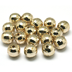 Sfaccettato tondo placcato perline acriliche&nbsp;PACR-L001-10mm-G