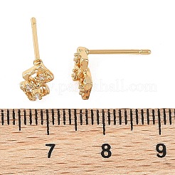 Pendiente de botón de latón con micro pavé de circonita cúbica transparente de Shegrace&nbsp;XGRQ4N172-729G