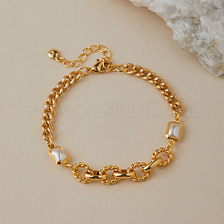 Pulseras de eslabones de latón y perlas de imitación&nbsp;WG29672-01