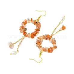 3 paio di orecchini pendenti in pietra mista naturale e ottone in 3 stili&nbsp;EJEW-TA00552