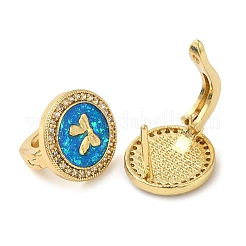 Orecchini a cerchio con micro pavé di zirconi in ottone placcato cremagliera&nbsp;EJEW-P277-06G