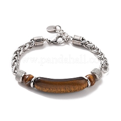Bracciali con perline a tubo curvo con pietre preziose naturali&nbsp;BJEW-F441-02