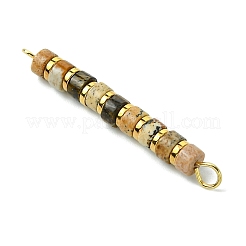 Natürlicher Bildjaspis und galvanisierter synthetischer nicht magnetischer Hämatit-Heishi-Verbindungsanhänger&nbsp;PALLOY-JF03291-08