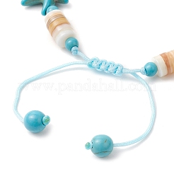 Braccialetti di perline intrecciate in turchese sintetico e conchiglie d'acqua dolce naturali per donna&nbsp;BJEW-JB12024-02