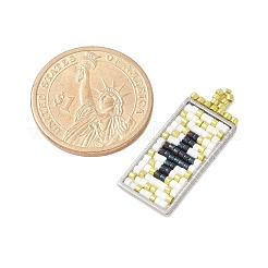 Rectangle de perles de verre faites à la main avec pendentifs en forme de croix&nbsp;PALLOY-MZ00616-01
